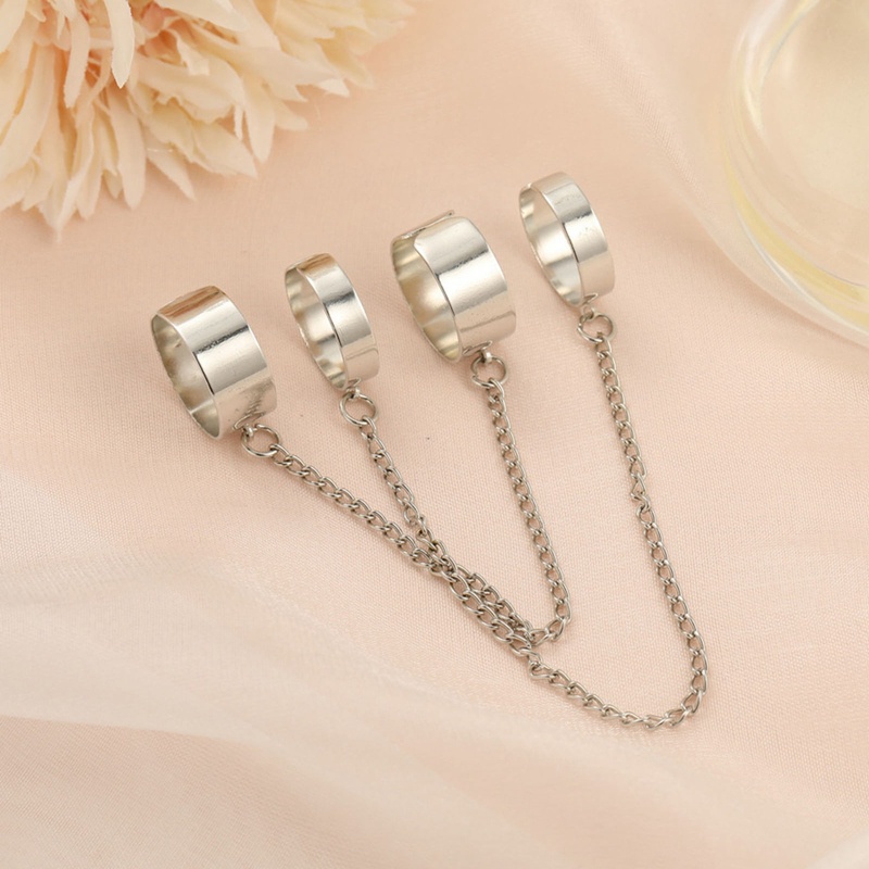 Fancyqube Cincin Model Rantai Silang Adjustable Gaya Punk Hip Hop Untuk Pria Dan Wanita