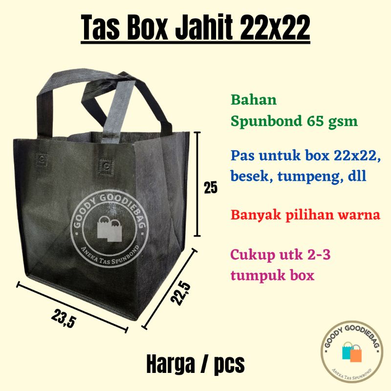 Goodie Bag Tas Spunbond Jahit Hajatan Acara Wedding Pengajian Kotak Box Dus Nasi 20x20 22x22 Besek B