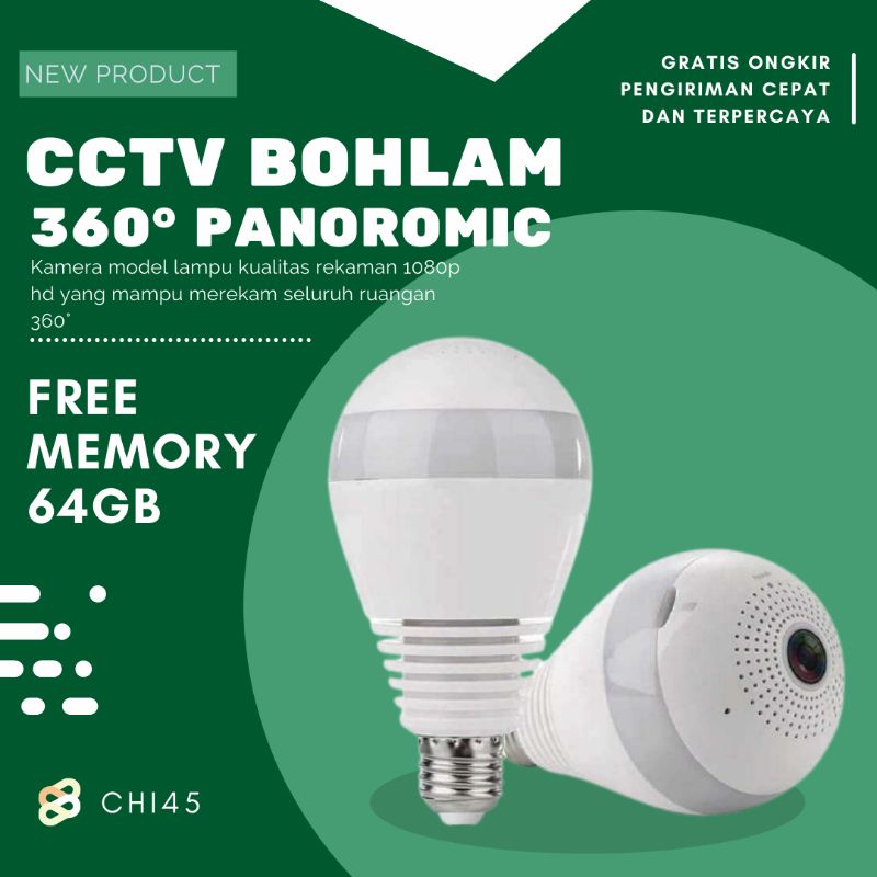 Cctv bohlam 8Mp FREE MEMORY 64gb Kamera Bohlam ORIGINAL Kamera Keamanan  Cctv ip cam CCTV Rumah