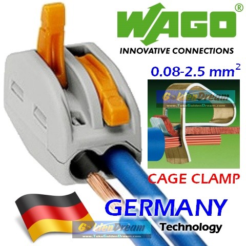 WAGO Connector 2 Wire 222-412 Compact Terminal Block Lever Cage Clamp