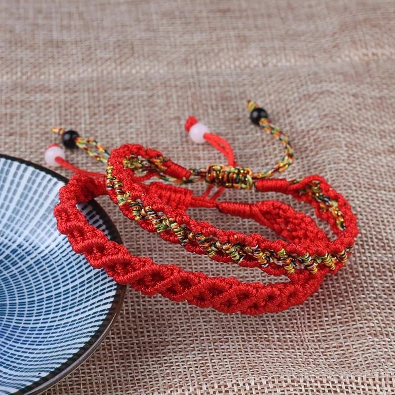 gelang red mix rope cotton and linen