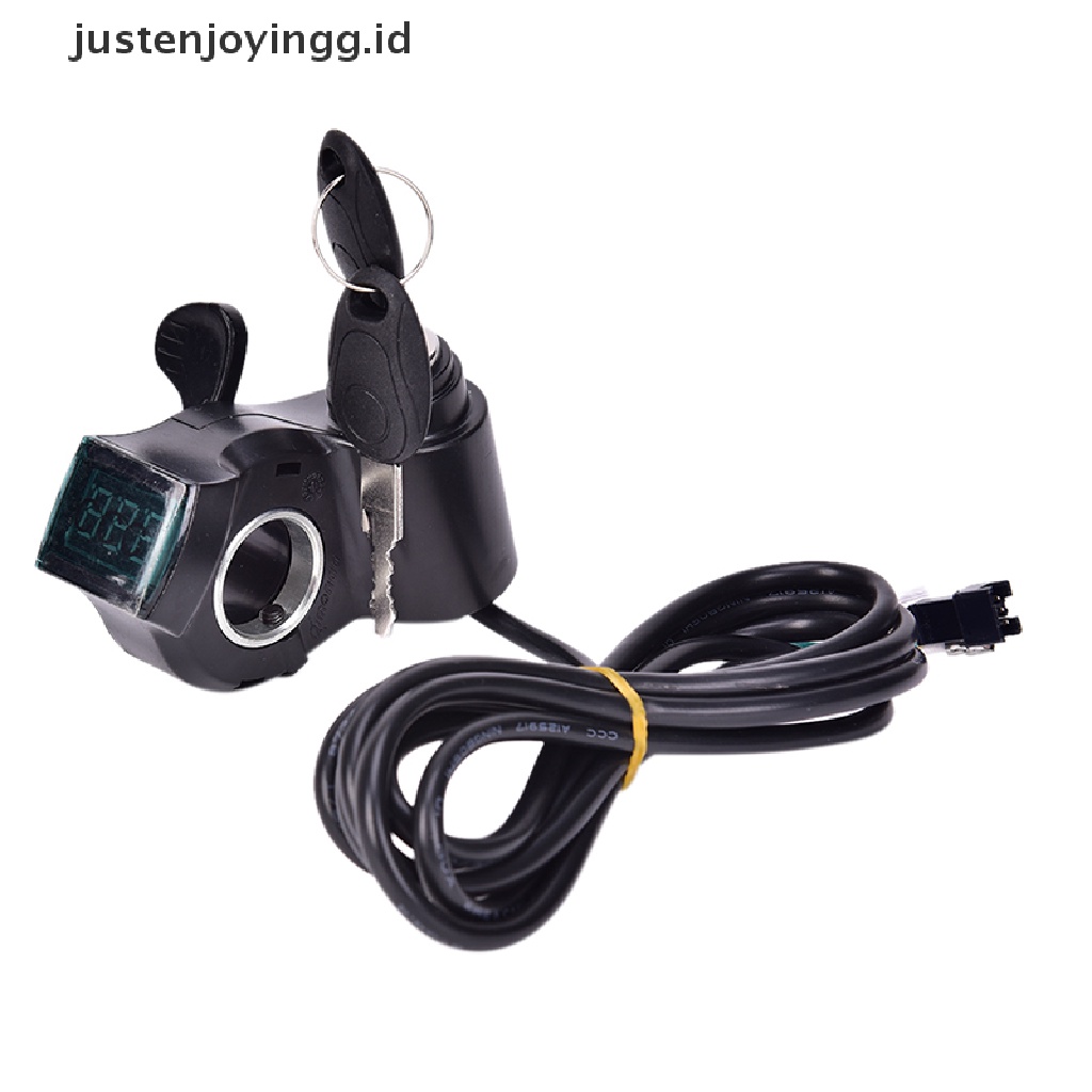 // justenjoyingg.id // Bikes Finger Thumb Throttle With Power Switch LCD Display Switch Handlebar Grips ~