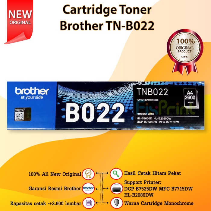 Cartridge Toner Brthr TN-B022 TNB022 Printer DCP-B7535DW MFC-B7715DW