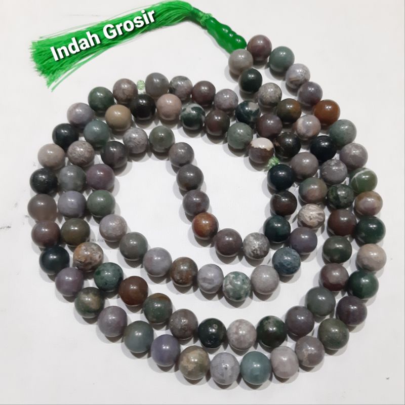 TASBIH BATU JUMBO HIJAU LUMUT SULIKI 14MM 99BUTIR ORIGINAL STONE