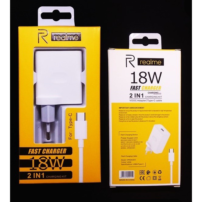 Fast Charger Type-C Realme Charging Kit 18Watt 2 in 1 Kualitas Josss Bergaransi 6 Bulan Ready
