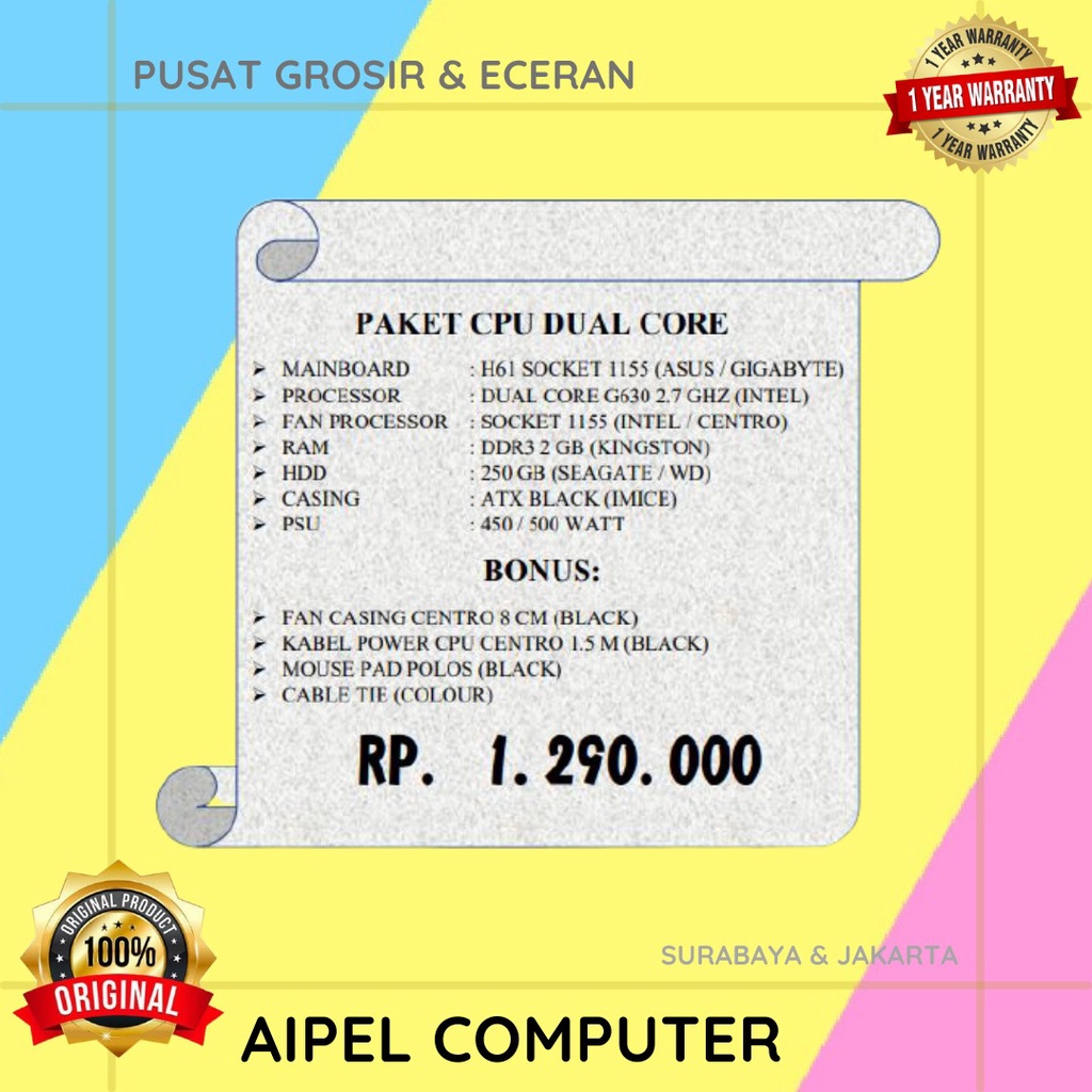 PAKET CPU DUAL CORE (1155/H61)