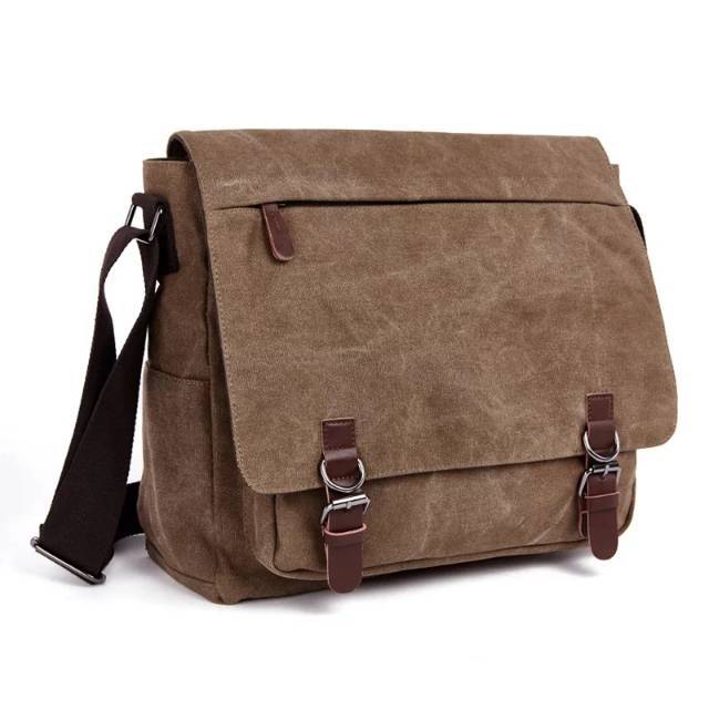 Tas selempang tas canvas /messenger 45 air bone coklat/ tas canvas slempang pria/free ongkir