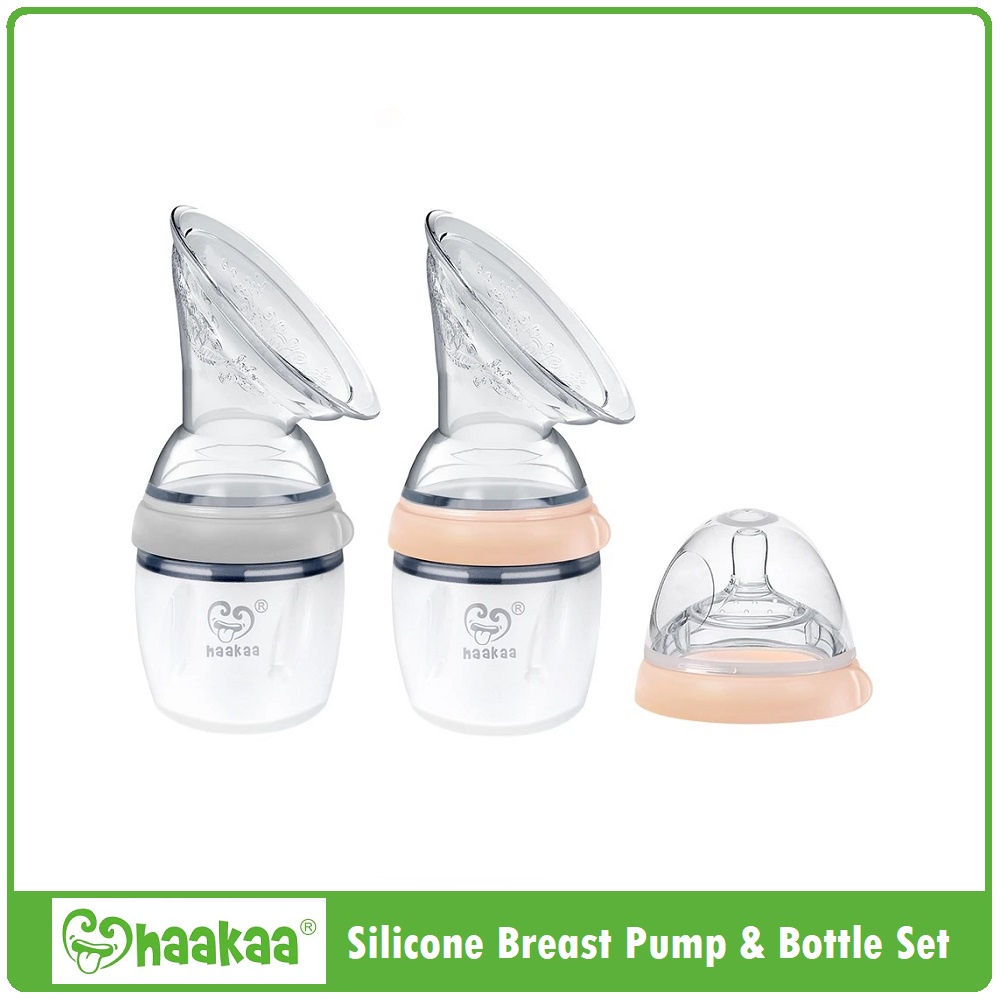 Haakaa Silicone Breast Pump &amp; Bottle Set 160ml | Pompa Asi