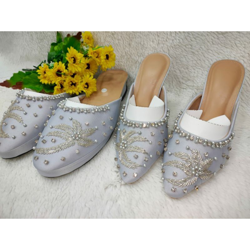SELOP PENGANTIN COUPLE COWOK CEWEK SEPATU SANDAL WEDDING PAYET SILVER PASANGAN WANITA PRIA MURAH