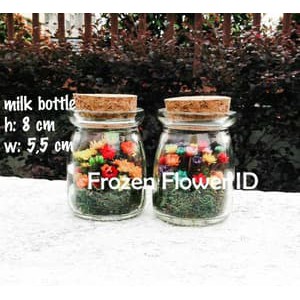 

Snowy Flower / Frozen Flower - Milk Bottle