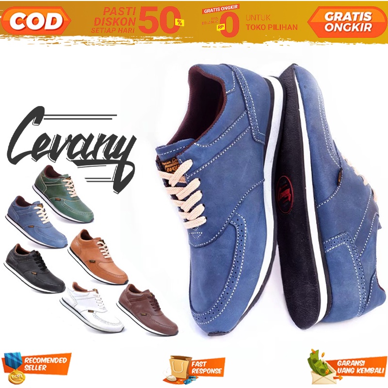 Sepatu Casual Sneaker Unisex Sporty Bahan Asli Kulit Sapi Premium 100% Original - Sepatu Sneakers Pr
