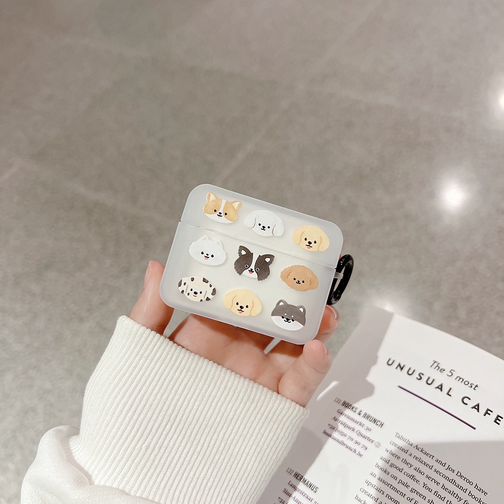 Soft Case Silikon Earphone Bluetooth Desain Anjing Warna Putih Dengan Cincin Jari Untuk Airpods 1 2 3 Pro 3 Airpods3