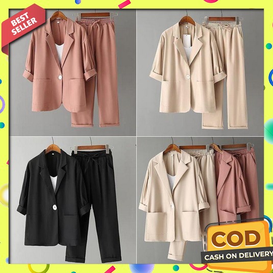 Jaket Blezer Wanita Korea/Jas Blezer Wanita Long Coat Mentel Kekinian Setelan Wanita Muslim Murah -