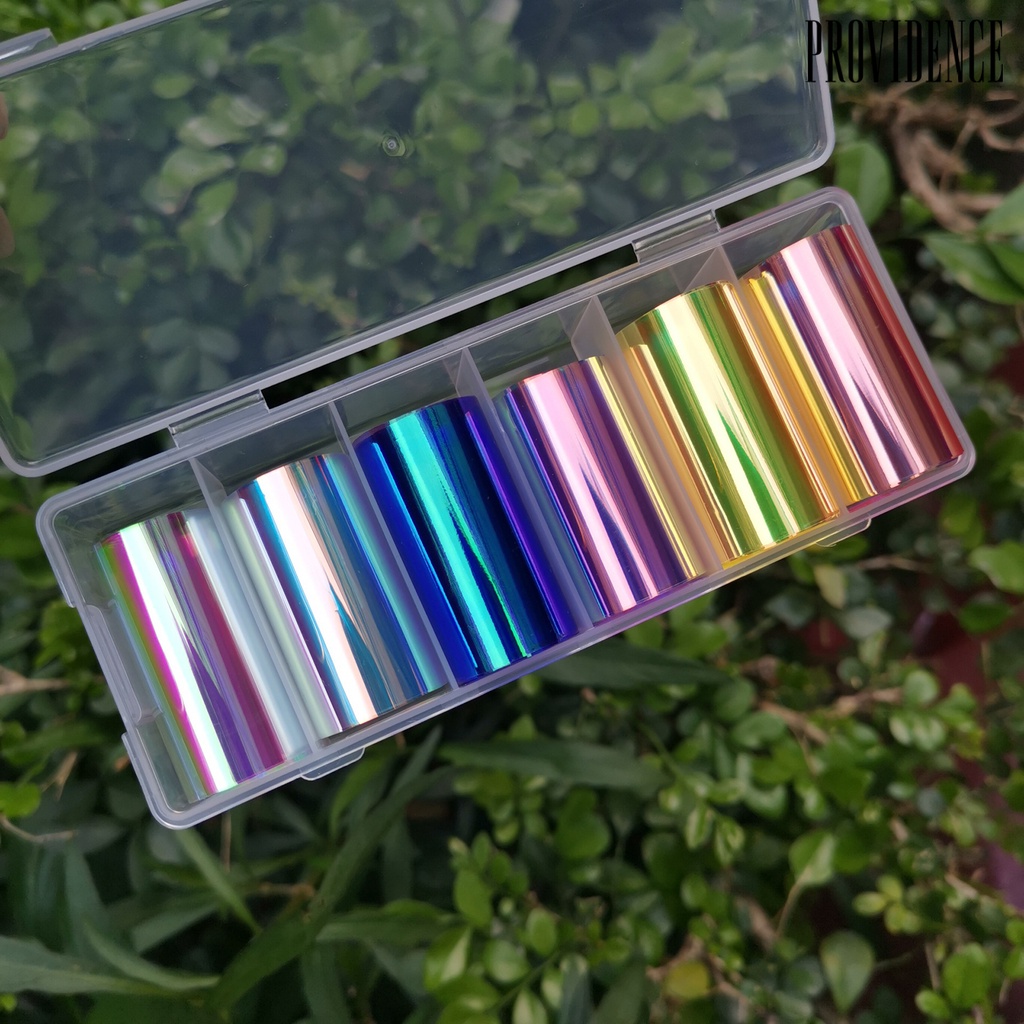 Providence 6Pcs/Set Nail Paper Aurora DIY Transparent Cellophane Paper Korean Nail Glass Foils for Female