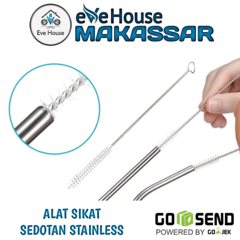 Makassar V95-3 Sikat sedotan pembersih pipet stainless steel anti karat