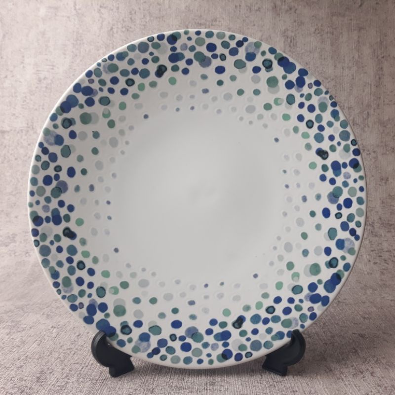 PIRING MAKAN KERAMIK MURAH / SALAD PLATE RUSTIC ukuran 21cm-Blue ILV