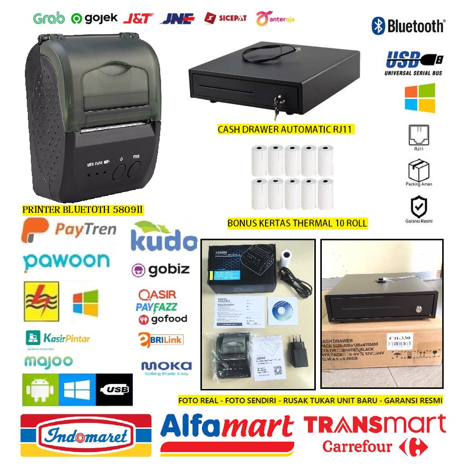 PAKET MESIN KASIR BLUETOOTH ANDROID UNTUK RESTO / CAFE MOKAPOS MAJOO GOBIZ PAWOON LOYVERSE OLSERA