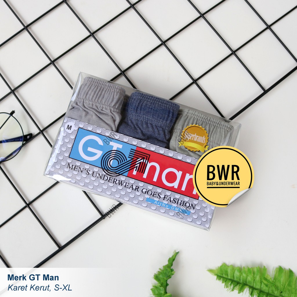 [ 3pc ] GMX | Celana Dalam Pria GT Man | CD Pria Dewasa Karet Kerut - Bwr III