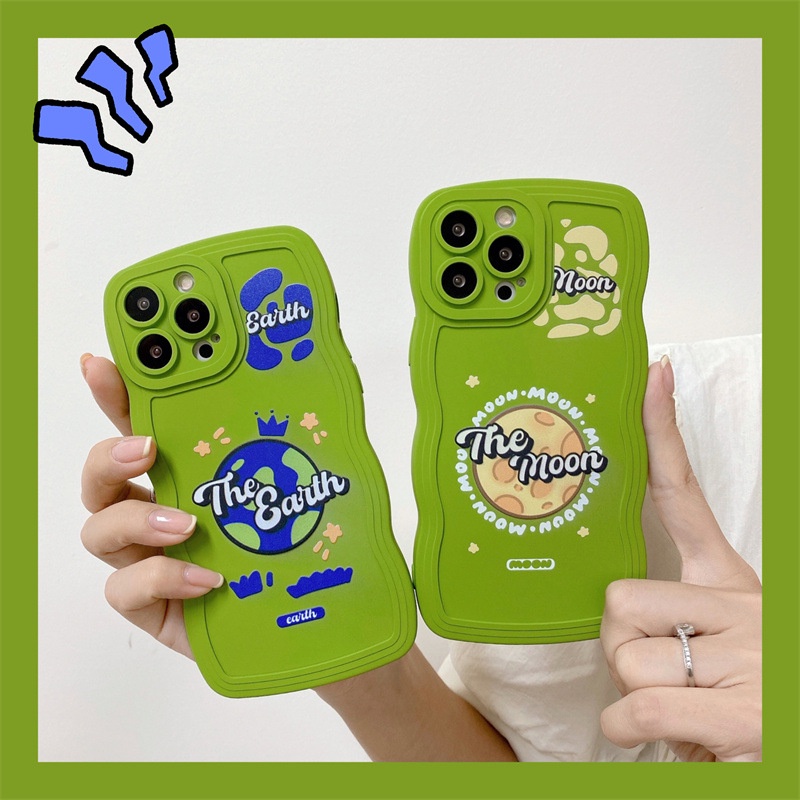 Soft Case Hp Gambar Bulan + Bumi Untuk Iphone 7 / 8plus / X / XR / XS / 11 / 12 / 13 / 14pro MAX