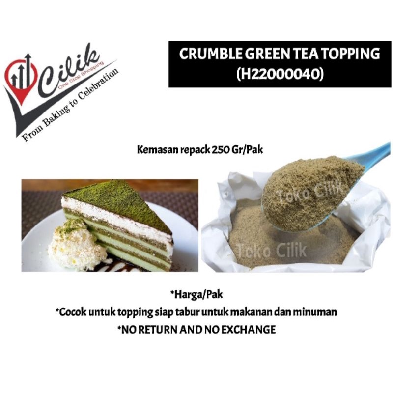 

crumble greentea macha topping repack taburan dessert cake minuman