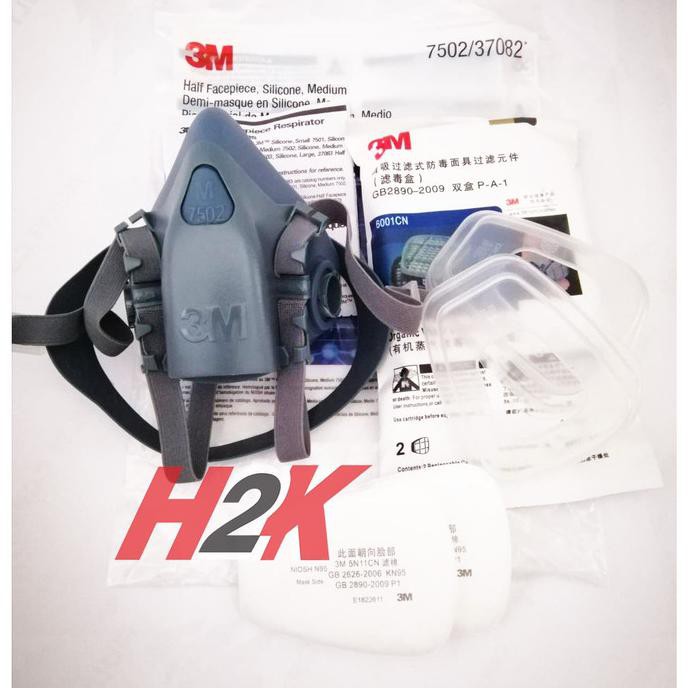 Masker Dual Respirator 7502 3M Set