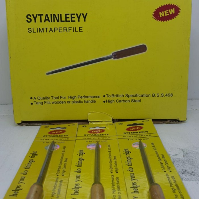 kikir gergaji 4 inch slim kikir besi gagang kayu kikir segitiga 100mm