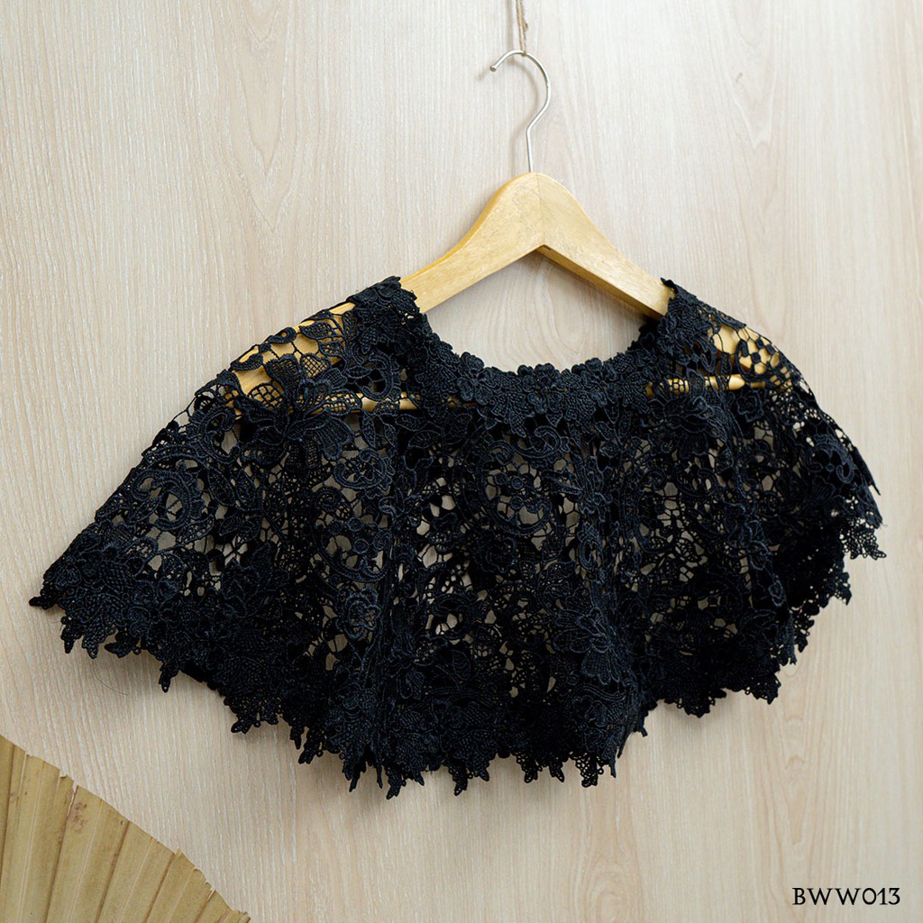 [PRODUK TERLARIS] AKSESORIS PENGANTIN LACE BOLERO PESTA BROKAT KOREA HITAM BWW013