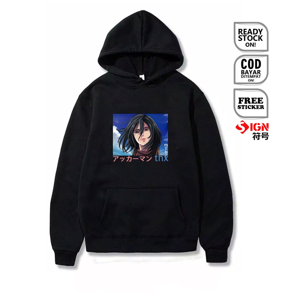 HOODIE MIKASA ACKERMAN ATTACK ON TITAN ANIME MANGA  BAJU JEPANG SHINGEKI NO KYOJIN ミカサ・アッカーマン EREN S