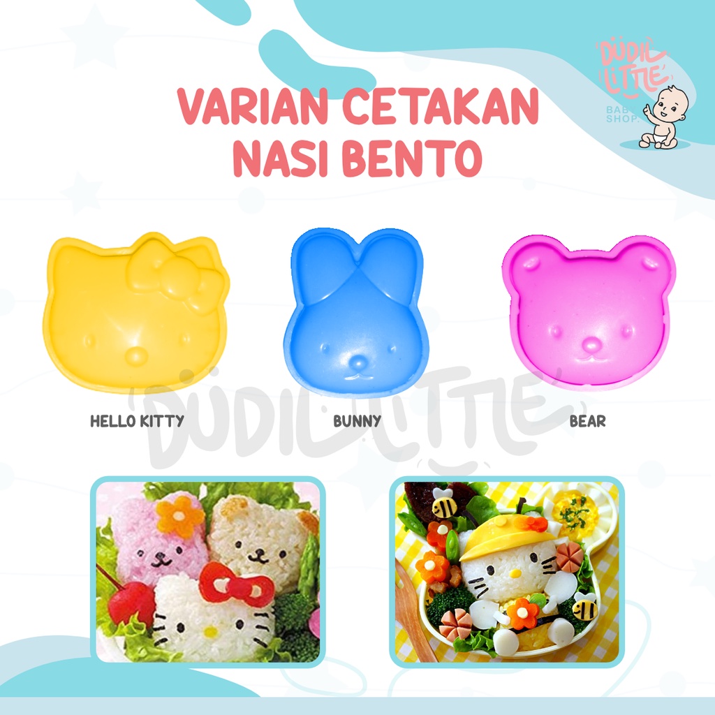 Cetakan nasi karakter Hello Kitty bento rice mold cetakan makan anak 3 in 1 100% Garansi