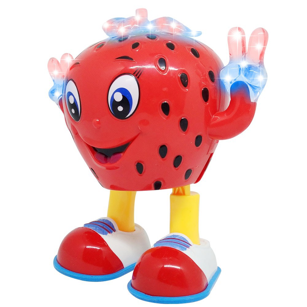 MAINAN DANCING STRAWBERRY JOGET MUSIK GOYANG LUCU LAMPU LED CERIA