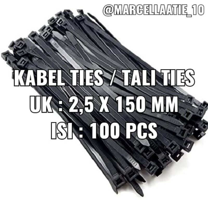 

KABEL TIES HITAM TALI TIES HITAM TALI TIS HITAM UKURAN 2,5 x 150 MM isi 100 pcs