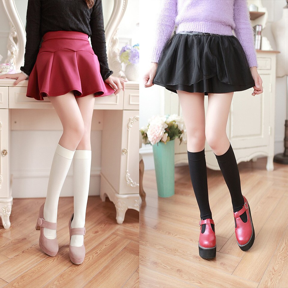 OKSS kaos kaki stocking selutut putih white black hitam strip overknee socks