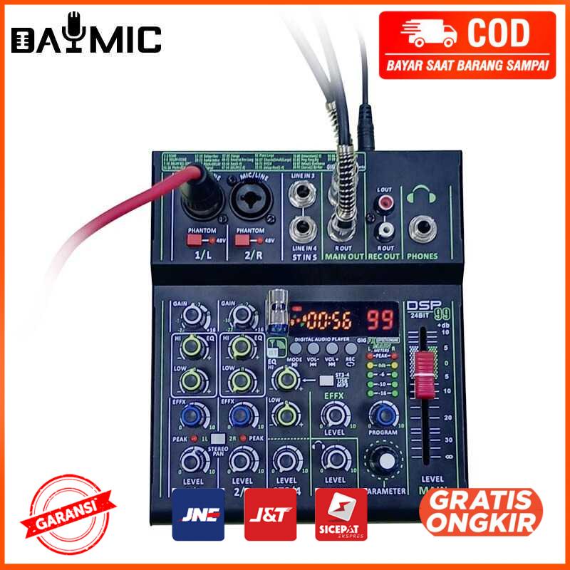 USB Audio Mixer Bluetooth Karaoke 4 Channel 99 DSP Effects