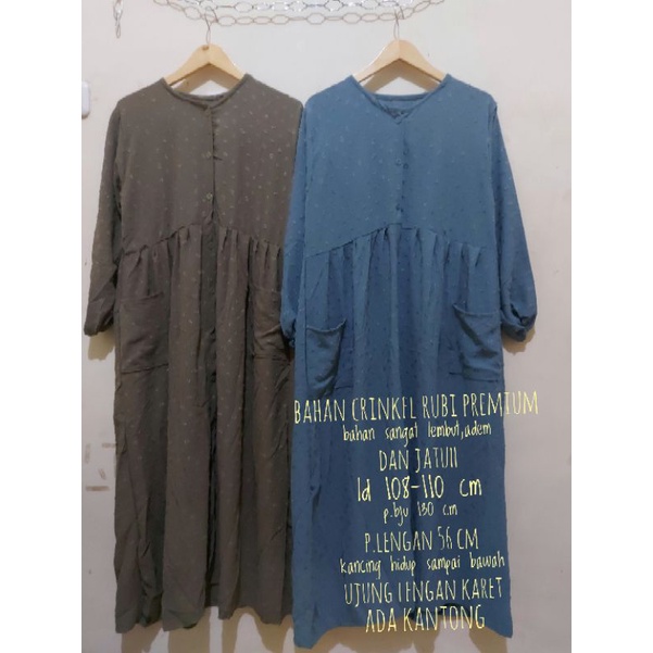 midi dress rubi pocky/midi dress rubi kantong depan/midi dress rubi premium