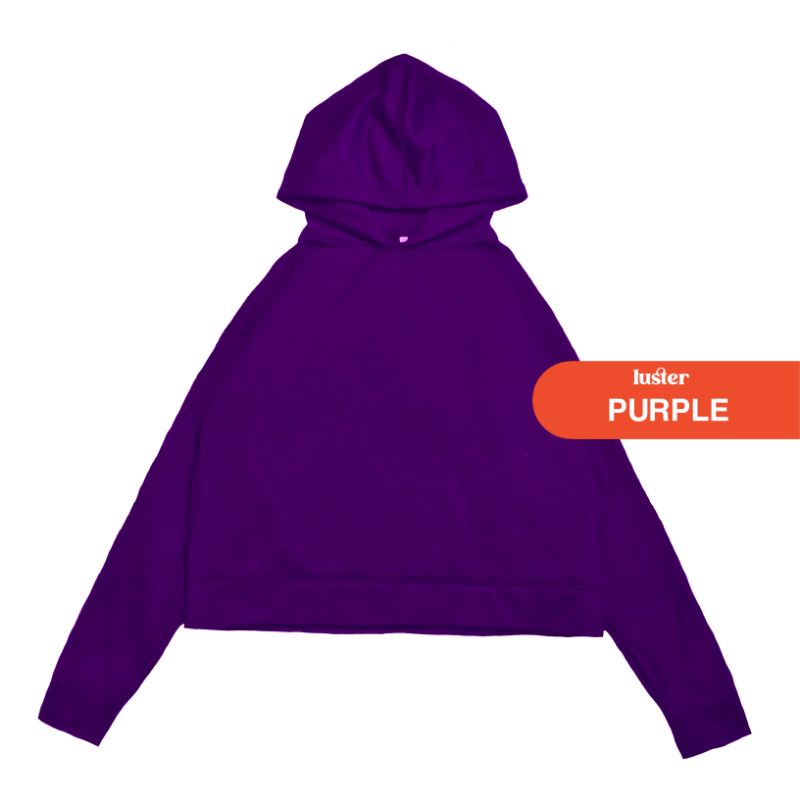 Hoodie crop unfinished pria oversize fleece ungu purple polos