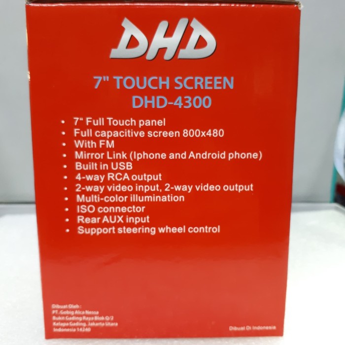 DHD 4300 Headunit Double Din Glass Panel Non DVD Mirrorlink Resmi