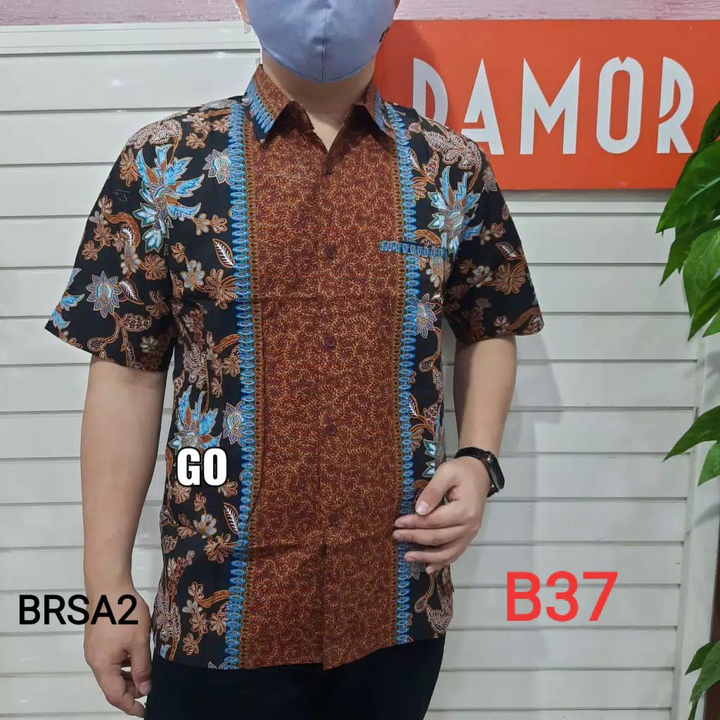 gos  BRSA DAMOR (CRESSIDA) KEMEJA BATIK Cowok Pakaian Pria Batik Lengan Pendek