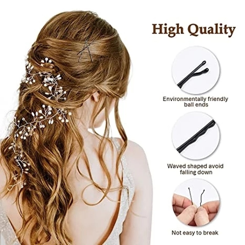 60pcs / Pak Jepit Rambut Bobby Pins Warna Hitam Untuk Wanita