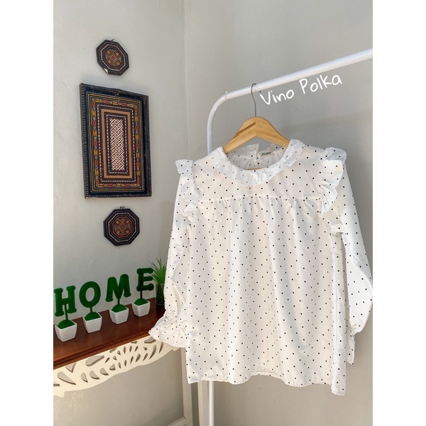 ALEYNA | BLOUSE VINO POLKA | BLOUSE POLKADOT PUTIH
