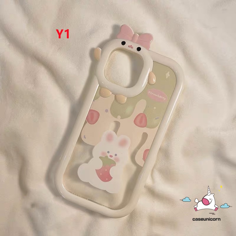 Soft Case TPU Motif Kartun Es Krim Beruang Kelinci 3D Untuk IPhone 11 13 12 14 Pro MAX 6 6S 7 8 14 Plus XR X XS MAX SE