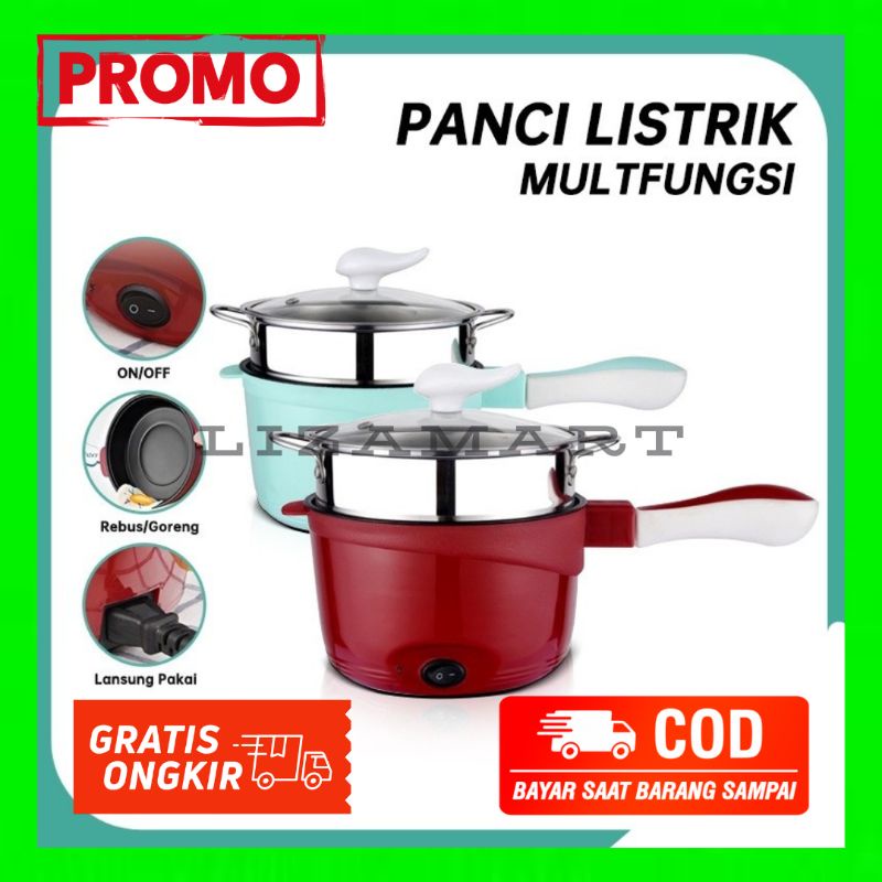 Panci Elektrik + Saringan Panci Listrik Multifungsi Lapisan Keramik Alat Masak