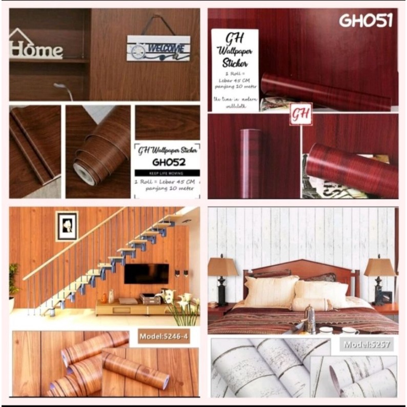 Wallpaper dinding motif kayu 45cmx 10m / Wallpaper sticker dinding 10meter vinyl aesthetic motif kay