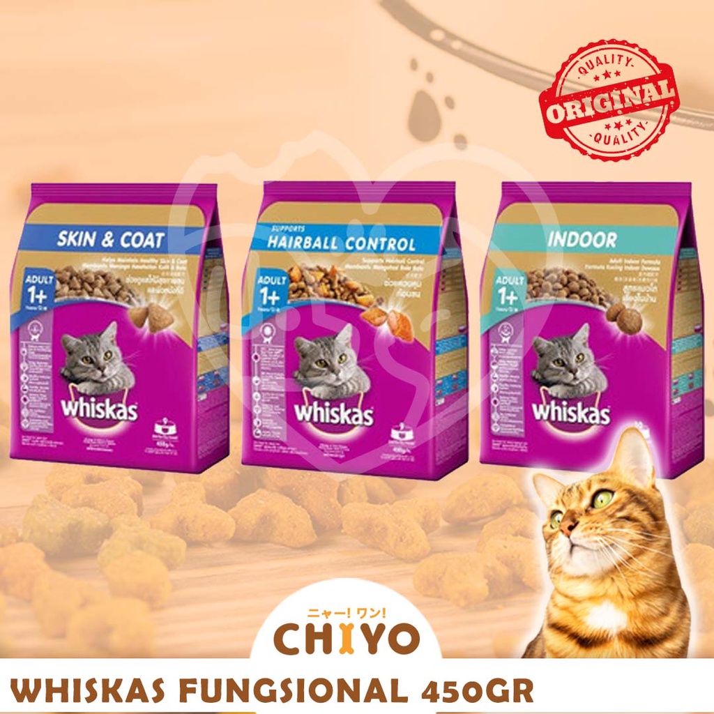 MAKANAN KUCING WHISKAS HAIRBALL CONTROL INDOOR 450 GR ( CAT FOOD )