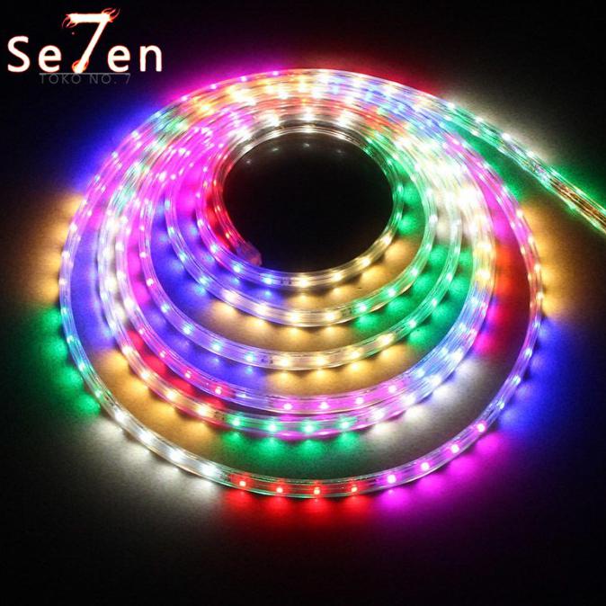 TERBARU 10M RGB LAMPU LED STRIP SELANG 3528 2835 220v 10M METER OUTDOOR RGB