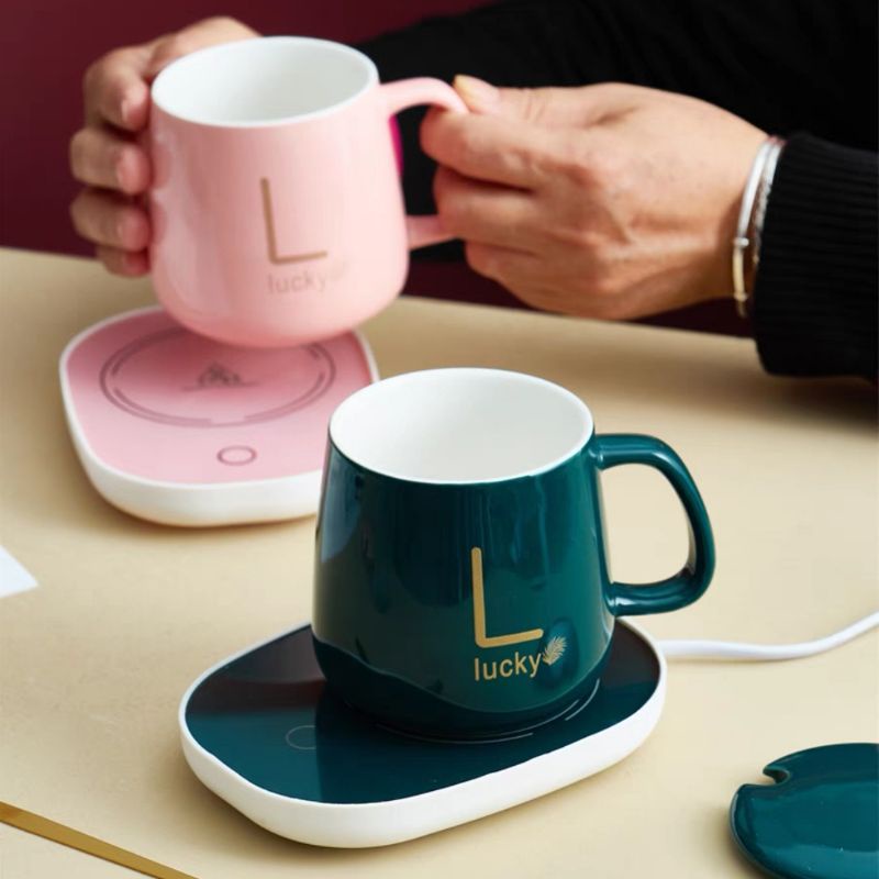 Mug Elektrik set cramik / cangkir elektrik listrik set berbahan keramik suhu 55 derajat / cangkir penghangat kopi