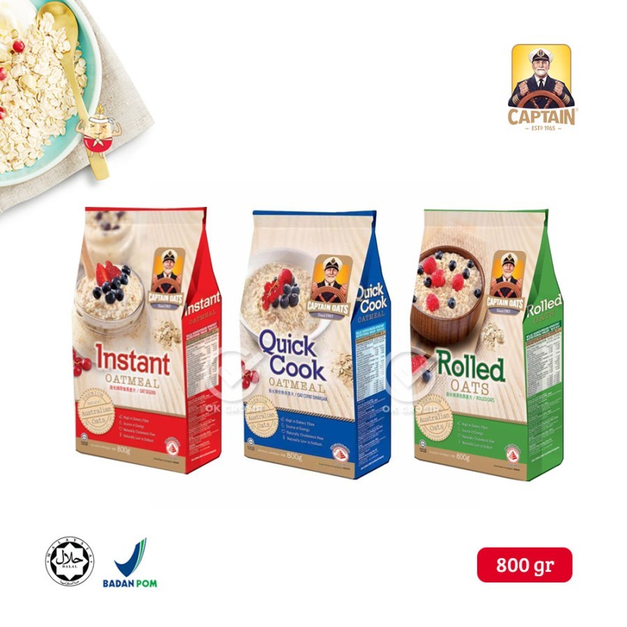 

CAPTAIN OATS Oatmeal 800g - Quick Cook Oat / Insant / Rolled Oat Cereal