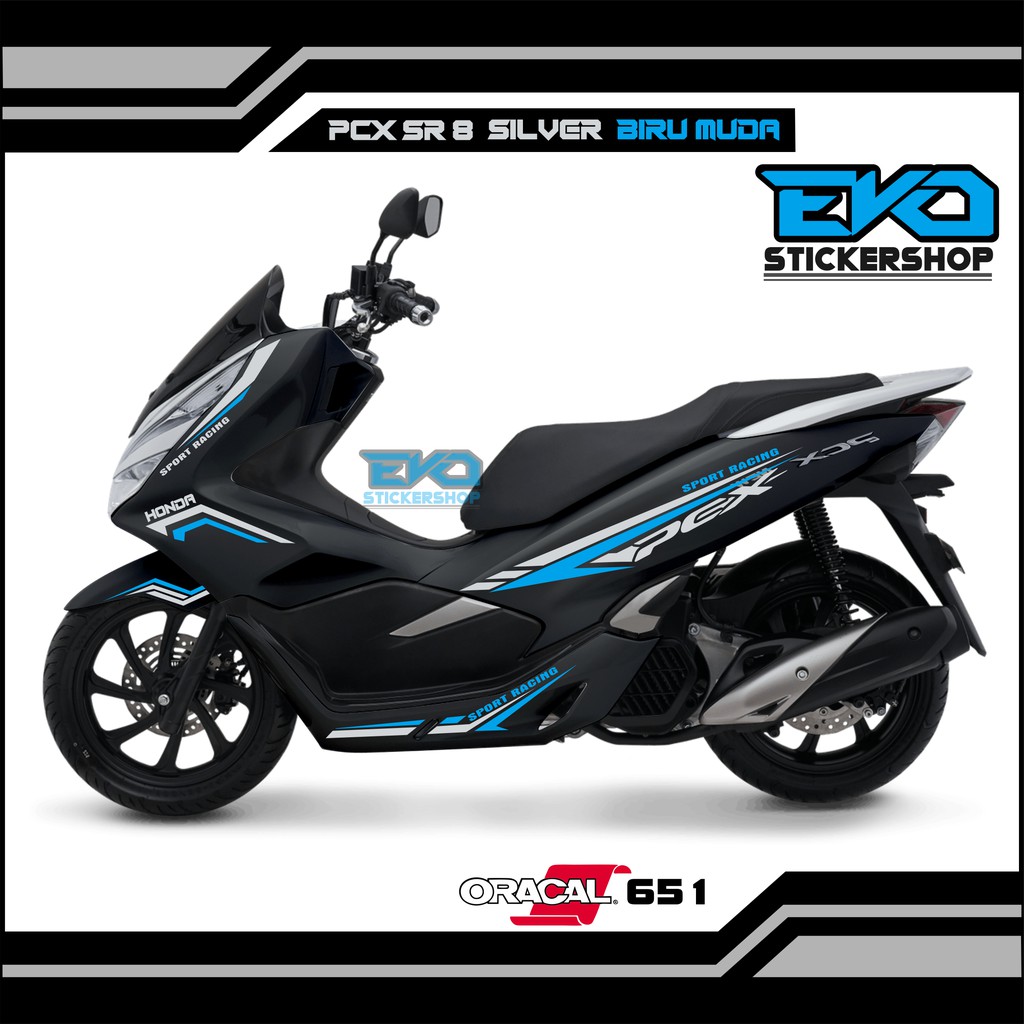 Sticker Pcx Hitam Cutting Stiker Sport Racing Shopee Indonesia