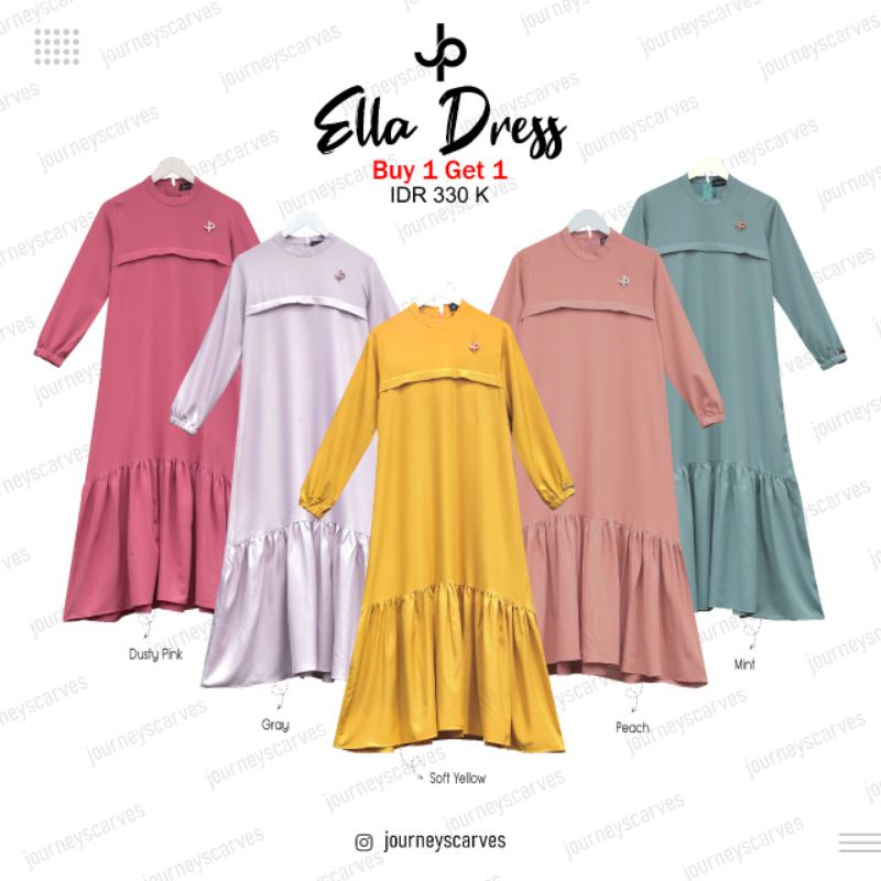 ELLA dress ori by journey scarves  ecer 180k gratis 1 pcs sabun muka kesehatan+kecantikan LEAFHEA