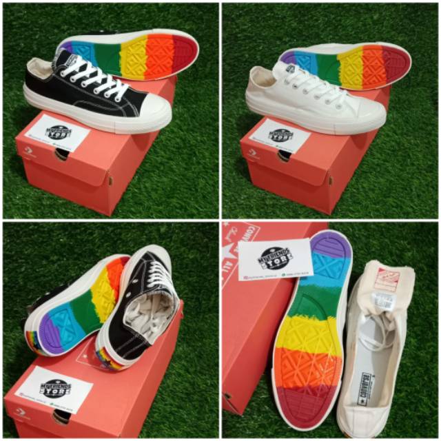  SEPATU  CONVERSE  70 S RAINBOW  LOW BLACL WHITE Shopee 