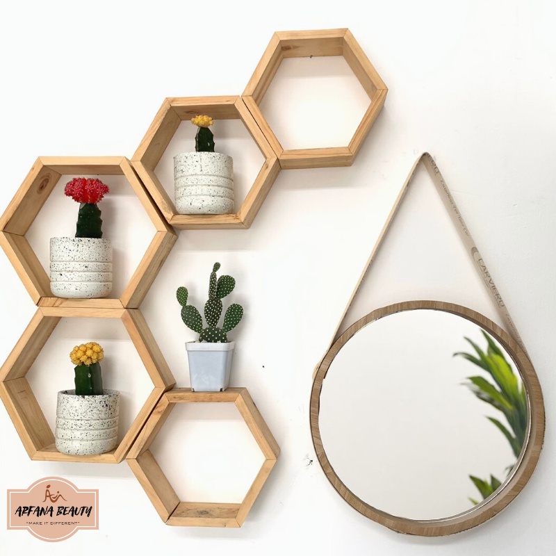 Cermin Dinding Gantung Aesthetic Bulat Bulet Bundar Frame Tebal Kayu Vintage Kaca Rias Dandan Make Up Dekorasi Penghias Tempel Dinding Kamar Tidur Rumah Ruang Tamu Estetik Premium Aestetik Murah Lengkap Dengan Strap Tali Gantungan Round Wood Mirror